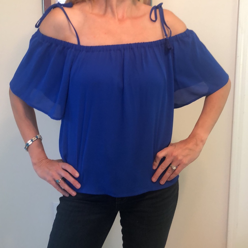 Off-the-shoulder JCrew top Cobalt Blue size 6
